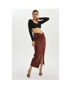 Lamarque Eileen Faux Leather Maxi Skirt - Red