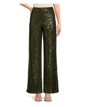 Skies Are Blue Sequins Semi Flared Pants - Green