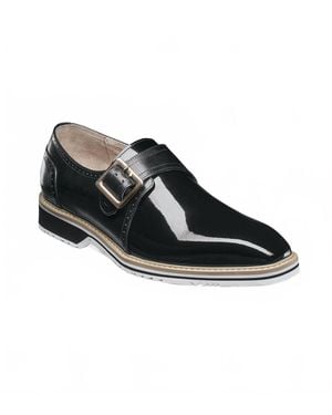 Stacy Adams Bartram Plain Toe Monk Strap Shoes - Black