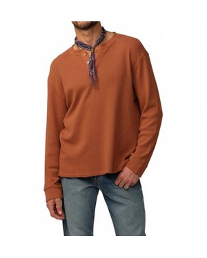 Road to Nowhere Crosby Organic Cotton Waffle Henley Shirt - Orange