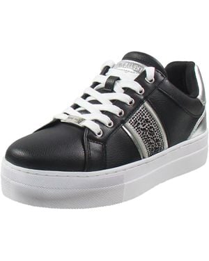 Nine West Gator Platform Sneaker Rhinestone Faux Leather Casual And Fashion Sneakers - Black