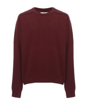 Maison Margiela Burgundy Virgin Wool Sweater With Ribbed Edges - Purple