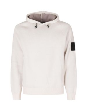 OUTHERE Optical Darkpine Textured Knit Wool-Cotton Hoodie - White
