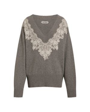 Alberta Ferretti Lace Cashmere Sweater - Gray