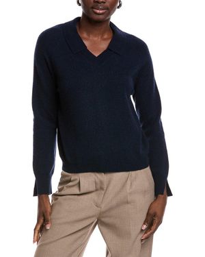 Minnie Rose Collared Cashmere Sweater - Blue