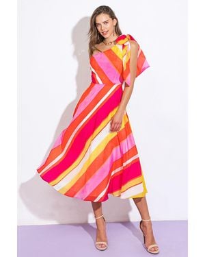 TRUEDAMES Sweeten The Day Woven Midi Dress - Red