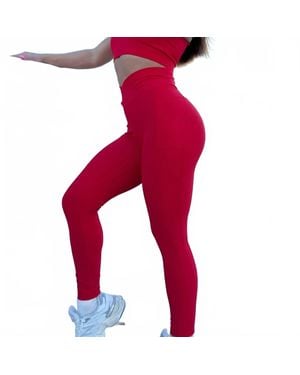 Rockstar Peach Body Pocket Leggings - Red
