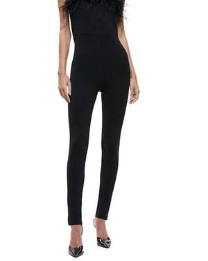 Alice + Olivia Feather Trim Jumpsuit - Black