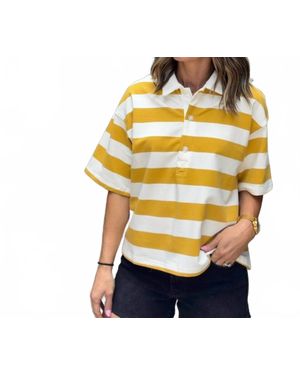 Buttermelon Blake Striped Oversized Polo Shirt - Yellow