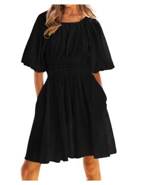 Davi & Dani Puff Sleeve Mini Dress - Black