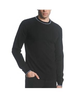 Postmarc Silk And Tencel Textured Knit Crew Sweater - Black