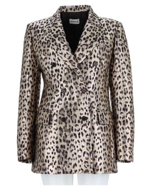 P.A.R.O.S.H. Multicolor Leopard Print Double-Breasted Blazer - Black