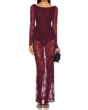 AFRM Trina Long Sleeve Maxi Lace Dress - Red