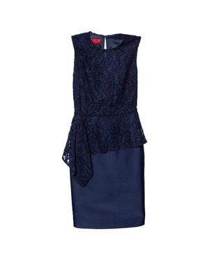 Carolina Herrera Lace Sleeveless Peplum Dress - Blue
