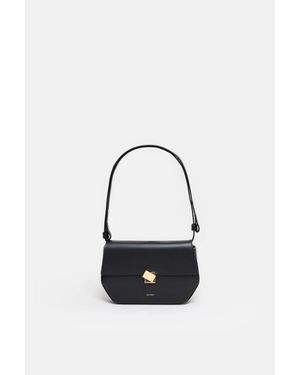 Closed Soft Leather Shoulder Bag - Blue