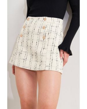 TRUEDAMES Paris Bound Woven Tweed Skort - Black