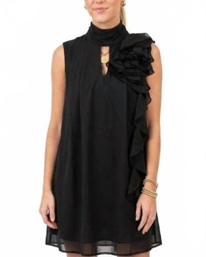 TCEC Flouncy Chiffon Ruffle Dress - Black