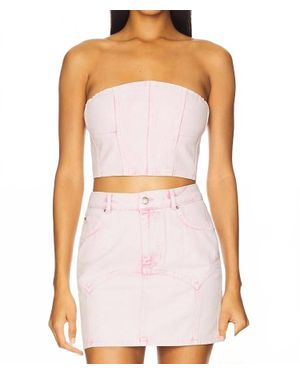 Fleur du Mal Denim Bustier Top - White
