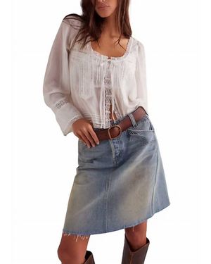 Free People Suzy Denim Midi Skirt - Gray