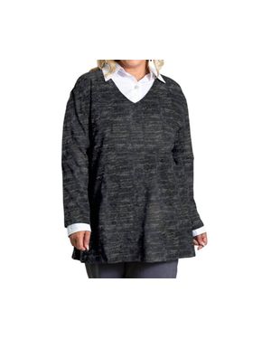On The Plus Side Brushed Hacci Hampton Long Sleeve Tunic - Black
