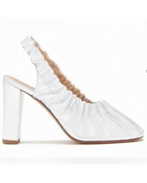 Ulla Johnson Lucia Leather Ruched High Heeled Shoes - White