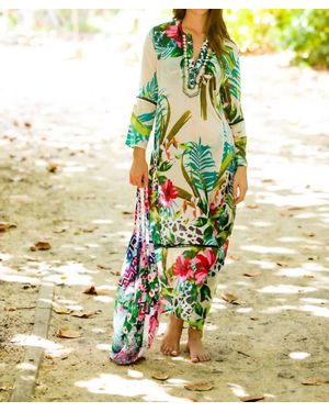Debbie Katz Hibiscus Island Maxi Tunic - Metallic