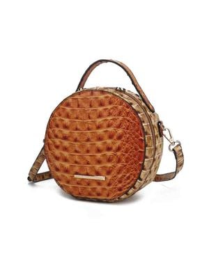 MKF Ynnari Crossbody Croc-Embossed Round Chic Handbag Top Handle - Brown