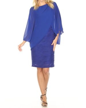 Joseph Ribkoff Chiffon Overlay Textured Dress - Blue