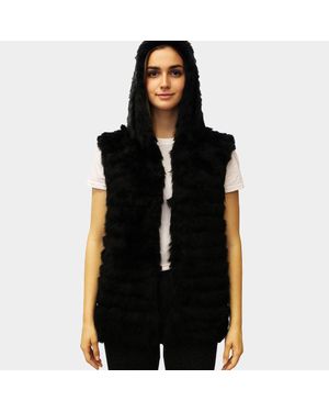 TRUEDAMES Sherpa Leopard Print Zip Front Vest - Black