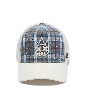 Cult Of Individuality Mesh Back Trucker Hat "Plaid" - Blue