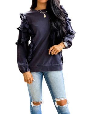 Cezele Here For Good Ruffle Sleeve Sweatshirt - Blue