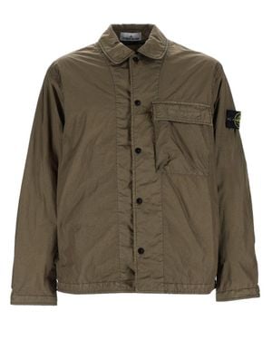 Stone Island Neutrals Boxy Patch Logo Polyamide Jacket - Green