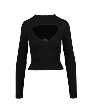 DIESEL Ribbed Wool Under-Jacket Sweater - Black