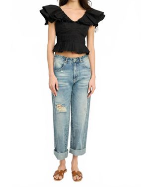En Saison Tazman Poplin Top - Blue