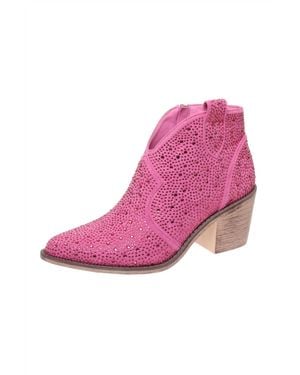 Olem Made For Fame Rhinestone Booties - Pink