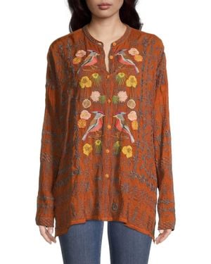 Johnny Was Alani Long Sleeve Blouse - Orange
