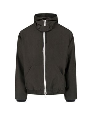 Sacai Cropped Boxy Jacket With High Collar And Hood - Black