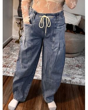 Bluivy Lizzy Denim Barrel Pull-On Jeans - Blue