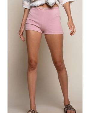 Pol High Waist Rib Shorts - Pink