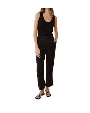 Bella Dahl High Waist Straight Leg Piped Side Pant - Black