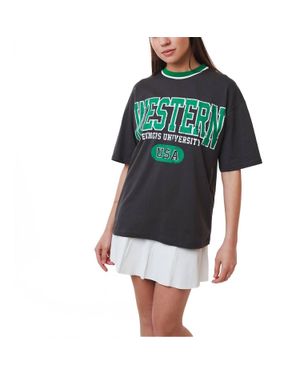 AMBAR Western Logo Relaxed Fit T-Shirt - Gray