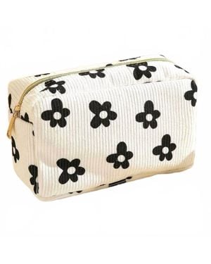 42Pops Floral Corduroy Makeup Bag - Metallic