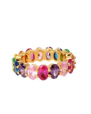 Liv Oliver 18K Multi Color Oval Eternity Ring - Pink