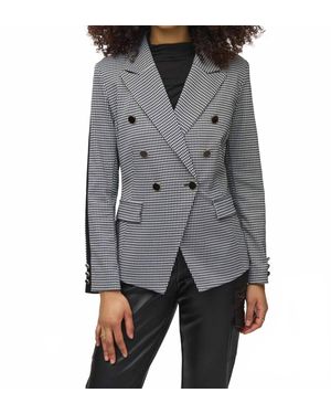 Joseph Ribkoff Houndstooth Jacquard Knit Fitted Blazer - Gray