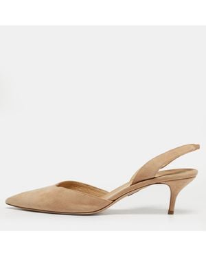 Paul Andrew Suede Rhea Slingback Pumps - Natural