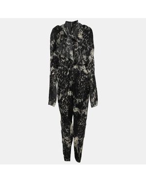 Lanvin Cream Printed Silk Jumpsuit - Black