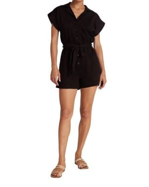 Bella Dahl Brooke Notched Collar Romper - Black