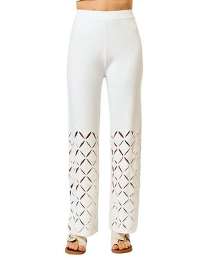 Lalavon Cut Out Detail Sweater Pants - White