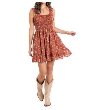 Rock & Roll Denim Desert Print Mini Dress - Red