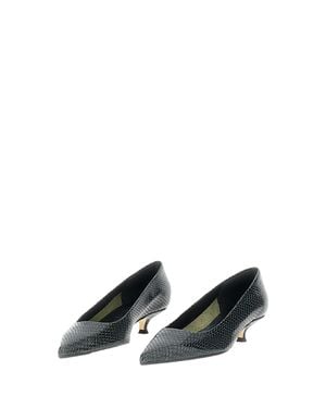 Aeyde Snake-Print Leather Pumps With Ultra-Pointed Toe - Black
